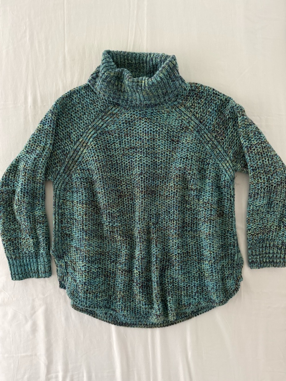 Vintage John Paul Richard Turtleneck Pullover Sweater in Teal Multi Women’s XL